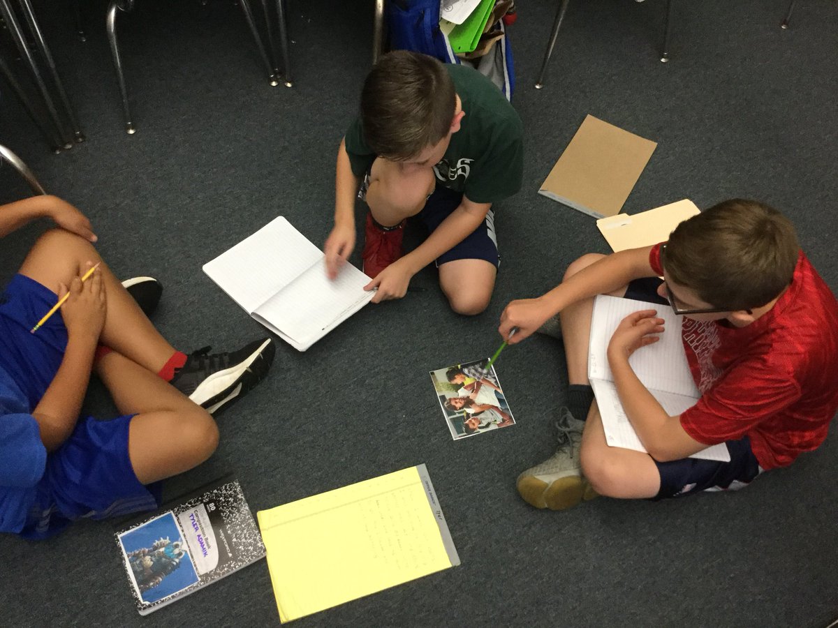 Ss using pictures to create dialogue that reveals something about the characters. The challenge:  matching the dialogue with the pictures at the end to show how clear we were in revealing what we see through dialogue. <a href="/CBWarwickElem/">Warwick Elementary School CBSD</a> <a href="/CB_LGonsiewski/">Lori Gonsiewski</a>