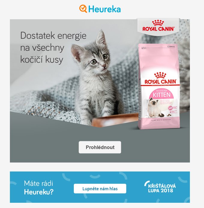 InteligentEmail's tweet photo. Proč tak úzká nabídka od Heureky? A navíc dost nepřesná. Kočku jsem nikdy neměl, nikdy krmení nekupoval, nikdy neprohlížel kategorie na webu... :( https://t.co/DagY3kk3hZ