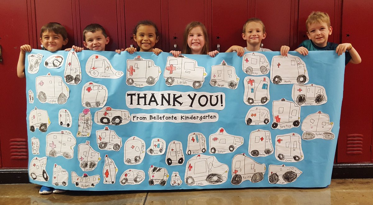 Day of Caring: This year the Bellefonte Elementary Kindergarten classes made a poster for our local EMS workers.  The kindergarten kids wanted to thank them for our their hard work in keeping our community safe and helping others