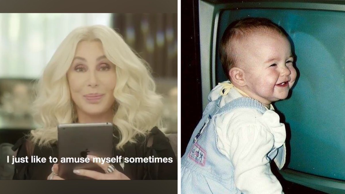 WhatWouldCherDo's tweet photo. I've had the same mentality as @cher since 1989. Here I am laughing at something I clearly find amusing...probably myself 😂 https://t.co/paXlB074T2