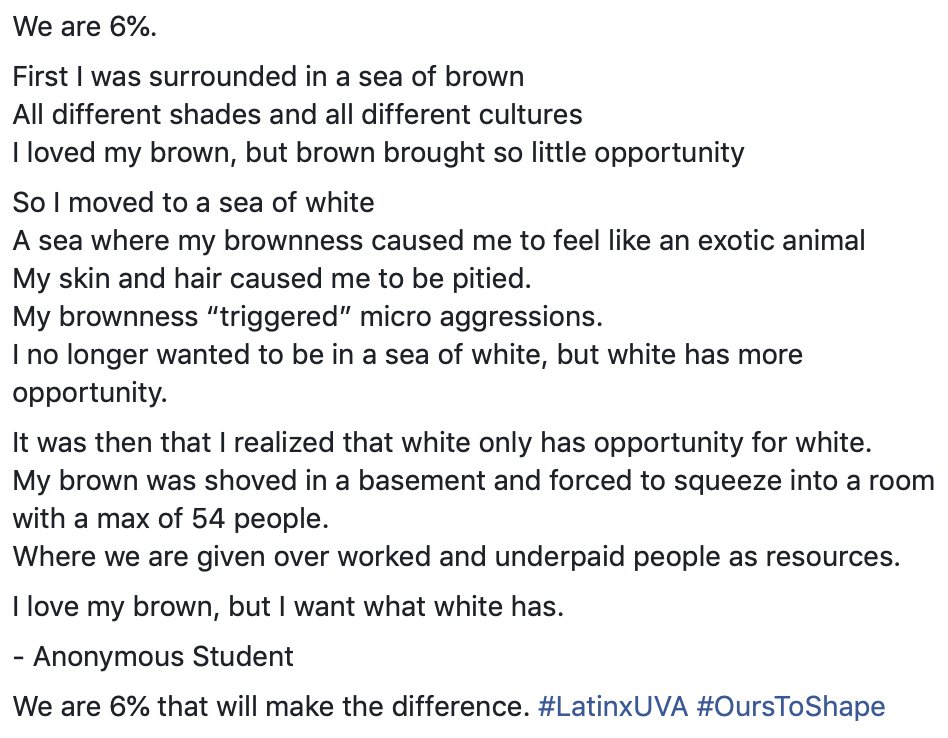 LSAatUVA's tweet photo. #LatinxUVA #OursToShape https://t.co/WsHsD4VyXC