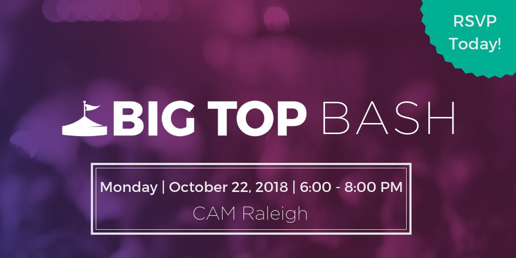 Ready to celebrate? (Let’s be real, it’s Q4...who isn’t ready? 🤔)

We can't wait for the #BigTopBash on Oct 22nd <a href="/camraleigh/">Contemporary Art Museum - Raleigh</a>! Come join us to celebrate the growth &amp; success of our Triangle #startup community!

It's free, as in $0. Tix here → eventbrite.com/e/the-big-top-…