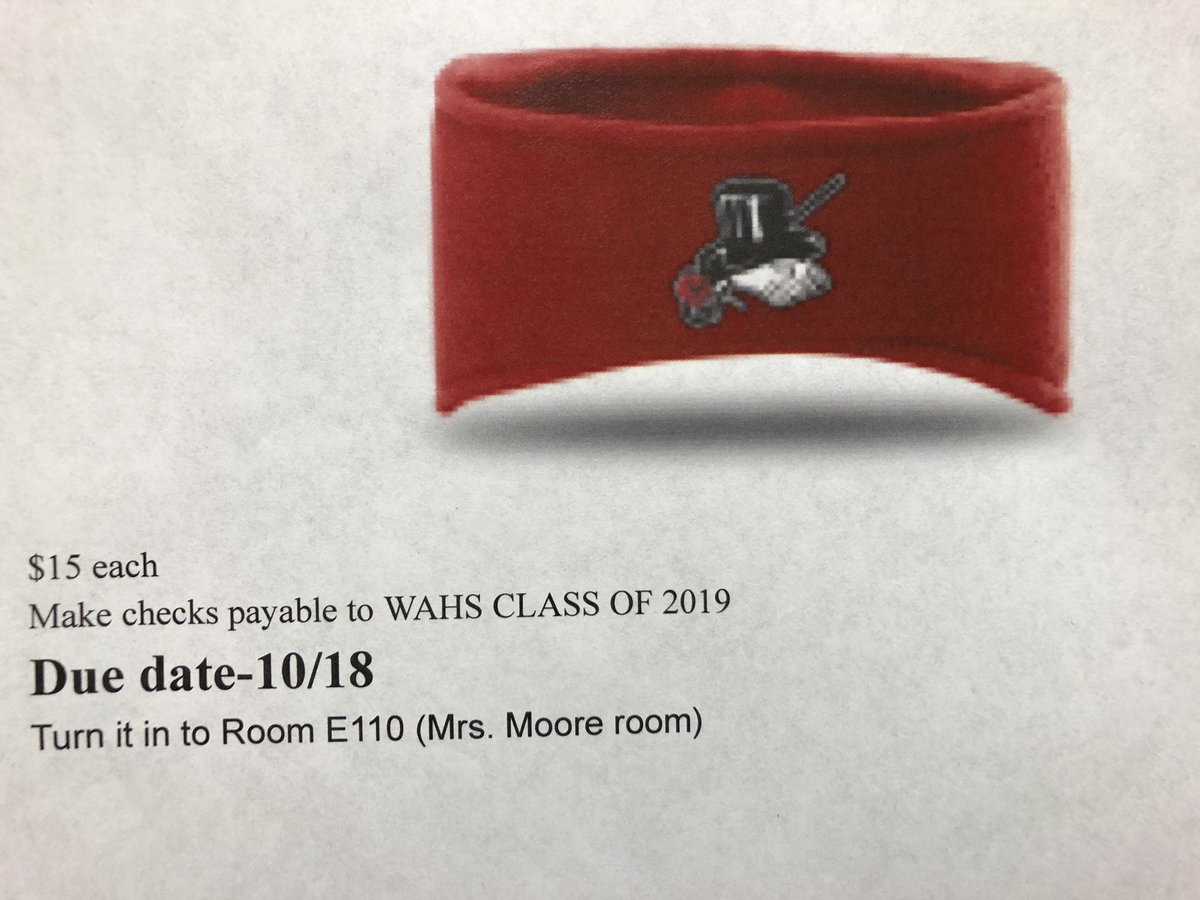 2019WAHS's tweet photo. You have one more week to order a Senior powderpuff shirt and headband!! Talk to a senior executive board member or go to E110 to place your order https://t.co/3XVpEJY5e8