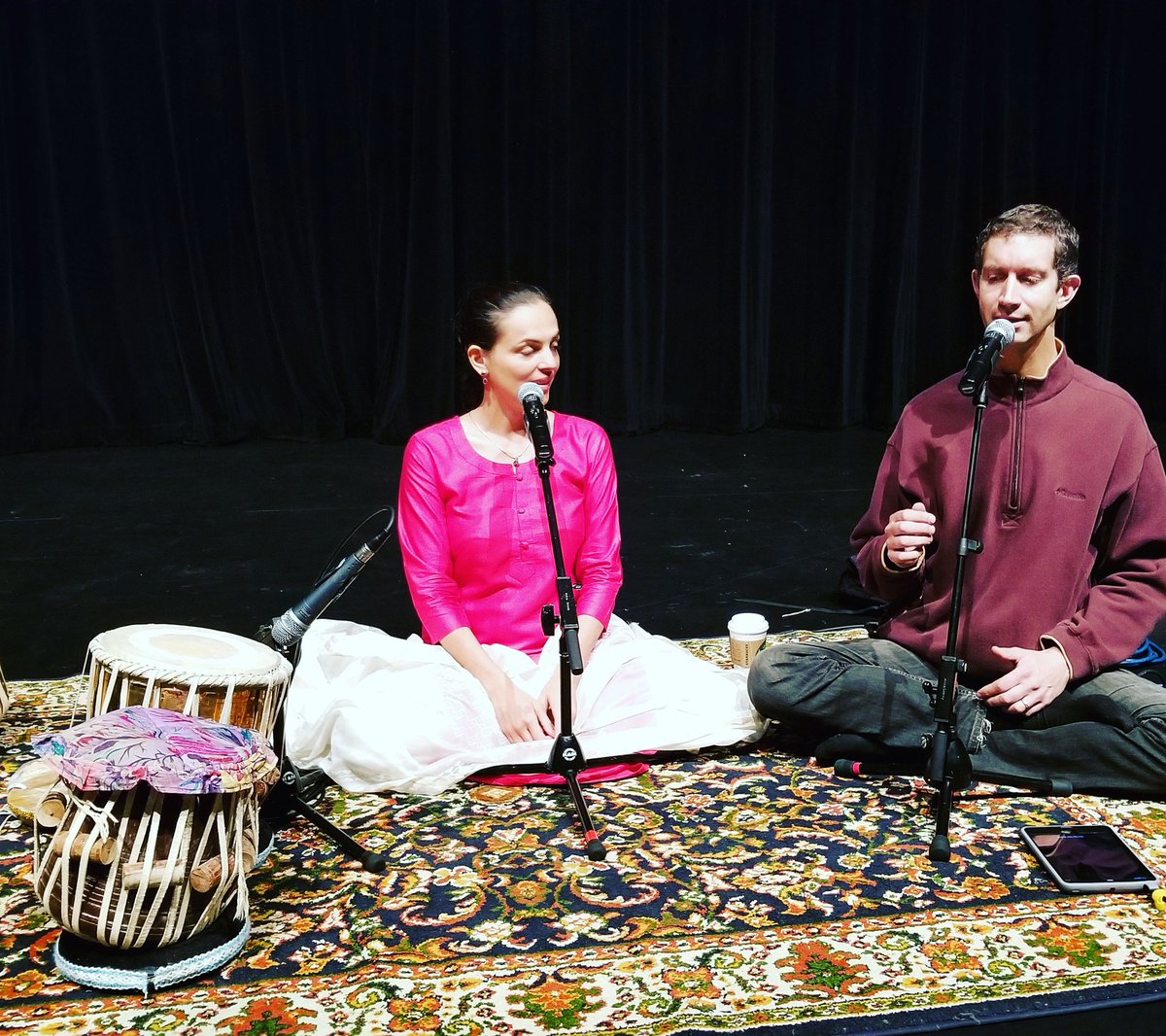 tablamontreal's tweet image. Soundchecking with Ina and Payton for our concert today at William Paterson University. They're sounding great! @wpunj_edu #dhrupad #middayconcert