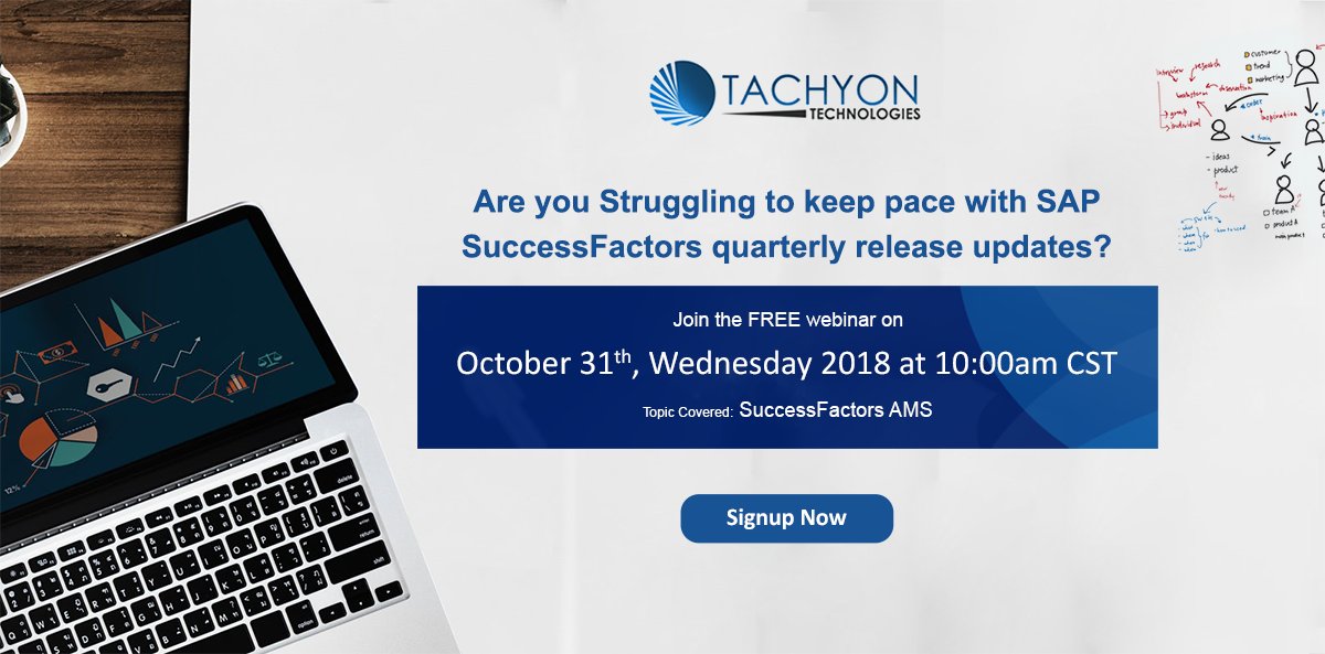 Are you struggling to keep pace with SuccessFactors quarterly release updates? Join our FREE webinar to avoid the post implementation blues. Click the link to register now -  bit.ly/2A4NLLP  

#successfactors  #SAP #webinar #HR #AMSstrategy #training