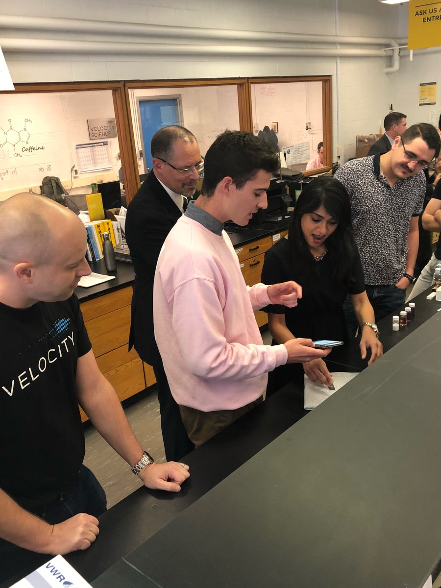 Several of our science-based teams at #VelocityScience were able to show off their wares to <a href="/UWaterloo/">University of Waterloo</a> alum <a href="/BardishKW/">Bardish Chagger</a> this morning. Thanks for stopping by to see our community and discovery space! #SMEs