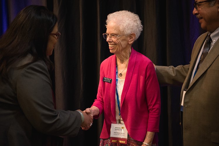 Kansas_Housing's tweet photo. Sister Vickie Perkins of @scleavenworth Leavenworth Interfaith Community of Hope was honored with the Innovation in Housing distinction. The award recognizes exceptional achievement in the creation of housing or community development programs. #KHC2018 https://t.co/T2cmPKZA2s