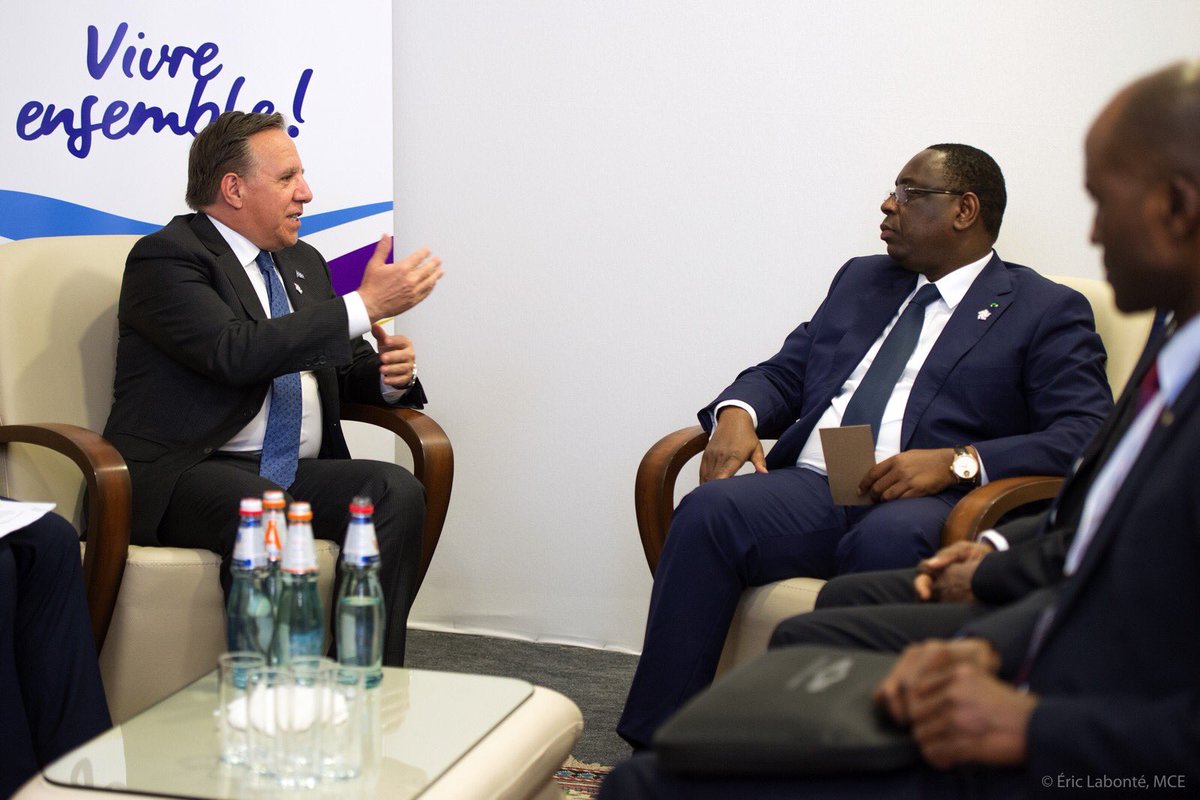 Quebec_Franco's tweet photo. Jour 1 du @SommetEVN18 de la #Francophonie, espace privilégié d’échange et de coopération pour le Québec 

Le Premier ministre @francoislegault s’est entretenu avec ses homologues du #Rwanda 🇷🇼 et du #Sénégal 🇸🇳 @PaulKagame et @Macky_Sall https://t.co/BK0aAuMsYR