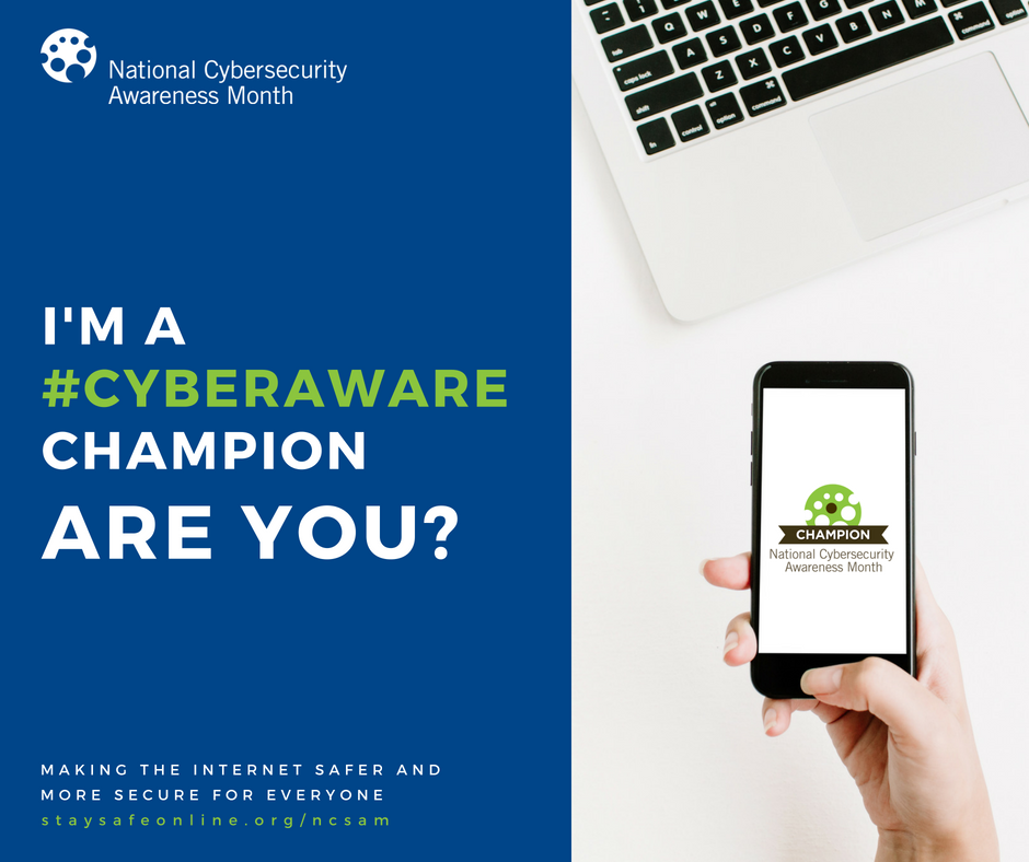 enGenHealthtech's tweet image. Staying safe online starts at home! This October, we&apos;re proud to be a National Cybersecurity Awareness Month Champion. Cyber security is a shared responsibility, so follow along to learn how to stay #CyberAware.

#CSAM18