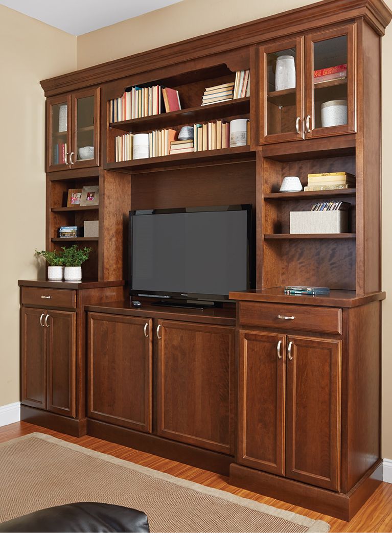 mc_cabinetry's tweet photo. Cabinets are not just for the kitchen and bath.  The Hancock door style in Cherry with Fireside finish will compliment any recliner around.  #midcontinentcabinetry https://t.co/6vvypaqgEY