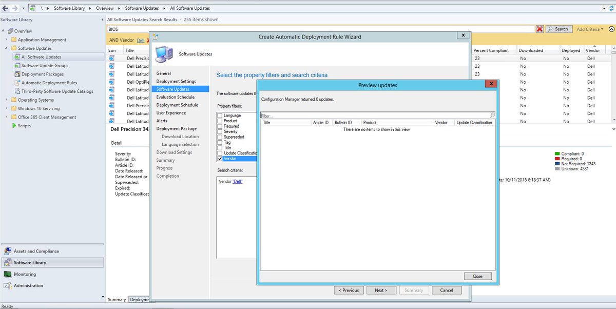 .<a href="/djammmer/">david james</a> I have recently upgraded to SCCM 1806 and was checking out Third-Party Software Updates. I want to create and ADR for Dell Bios updates for our current models. I can't preview updates when creating the ADR. Are ADRs supported for Third-Party Software Updates?