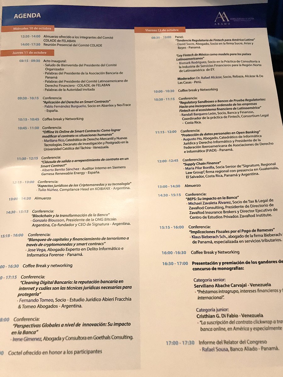 zacostarubio's tweet photo. 👩🏻💼Hoy en Panamá. Desmenuzando los misterios regulatorios #SmartContracts #Criptomonedas #Blockchain #Fintechs #Sandboxes #OpenBanking #Colade2018 #LegalInterbank @analu_gb @lorenzland @betetos @Karlascione https://t.co/QvfeFzNSoG