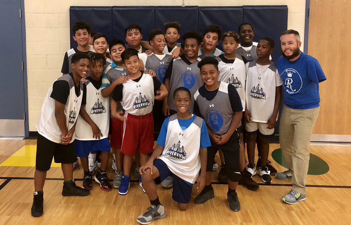 <a href="/RiverviewRoyals/">Riverview Royals Football</a> boys basketball had to face each other before playing for the east side championship.  This It is an AFTER picture not BEFORE .  You can’t even tell which team won. They are just happy that Riverview advanced in the tournament! #RoyalByChoice