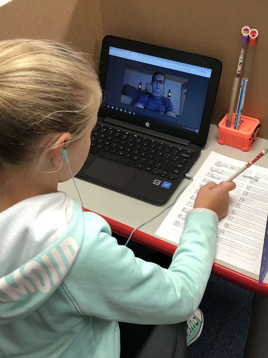 JoshClancy31's tweet photo. Ss taking their weekly spelling test using @Flipgrid!  As they arrived this morning they could start and stop the video as many times as needed, and take the test at their own pace.  The class gave me great feedback!  #unobtrusiveassessing #e3cg @PleasantGroveEl https://t.co/09718eAl2o