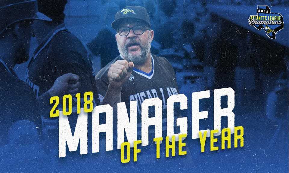 SLSpaceCowboys's tweet photo. A HUGE congrats to Pete Incaviglia, who was today named as the 2018 @AtlanticLg Manager of the Year!

In his first season in  Sugar Land, Incaviglia led us to our second league title, our second-most regular-season wins and tons of other accolades.

STORY: https://t.co/0pmHpTPZYD https://t.co/BGNTk1IKRy