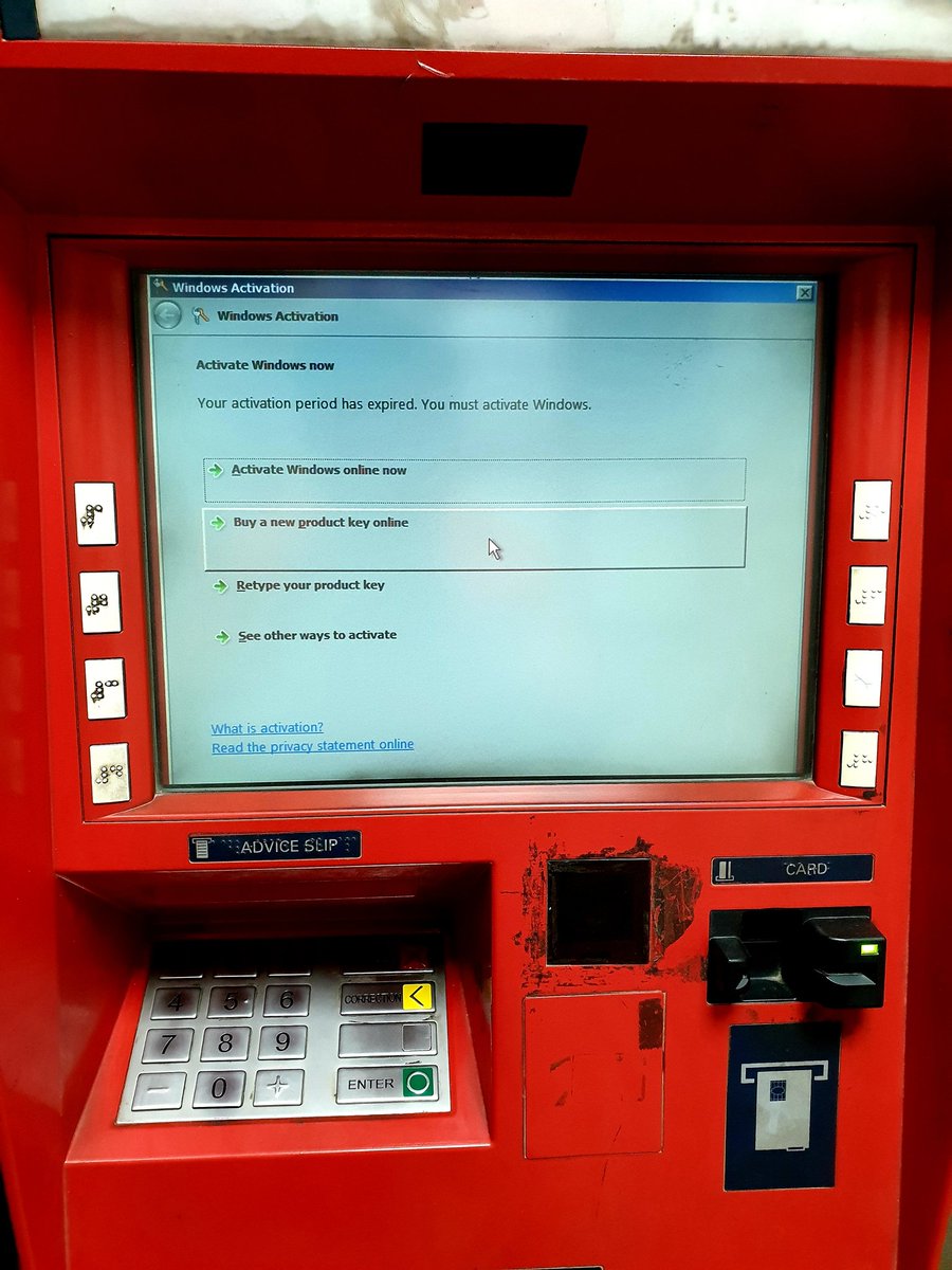 rohit_khurana's tweet photo. How to withdraw money from this #ATM? #fail #windowsActivation https://t.co/XwqgWBuCtZ