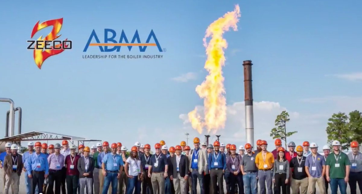 HPACEng's tweet photo. FEEL THE WARMTH: Good vibes aplenty in Tulsa OK last week at the @ABMABoiler Manufacturers Conference. Events included this trail-blazing tour of @Zeeco_Inc in Broken Arrow OK. (Our own @HPAC_RobM is even visible here, 8 hardhats from the left.) #ABMAMfg #BoilerLeaders #IamABMA https://t.co/tow74dRyJQ