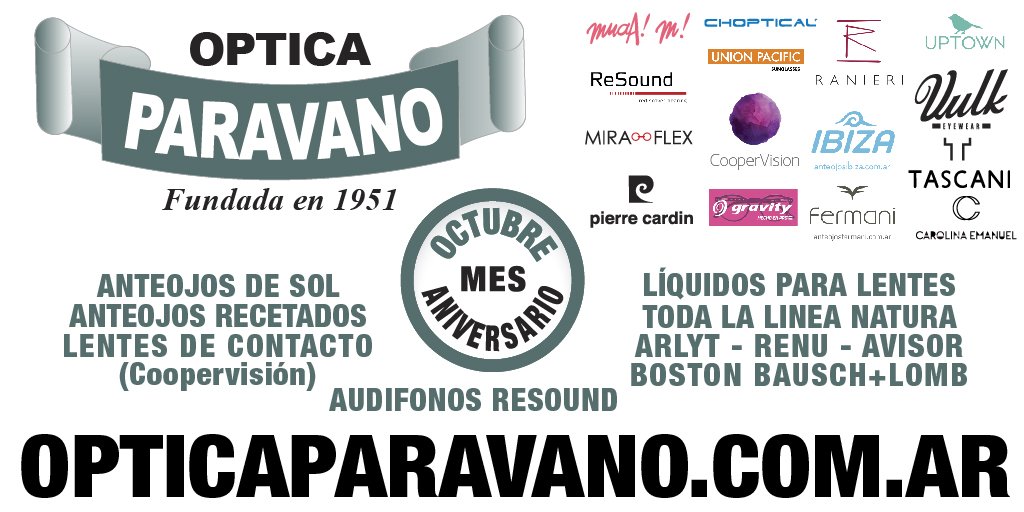 MercadoEn's tweet photo. Vecinos de #Munro - pasen a #saludar por su #ANIVERSARIO número 67 a Optica Paravano #optica #lentesdecontacto #anteojos #anteojosDeSol #anteojosRecetados#marcosdeanteojos #protesisocular #audifonos #VOXandSON #VulkEyewear #TASCANI #MuaA #CooperVision #RanieriArgentina #Choptical https://t.co/3nohps4sIT