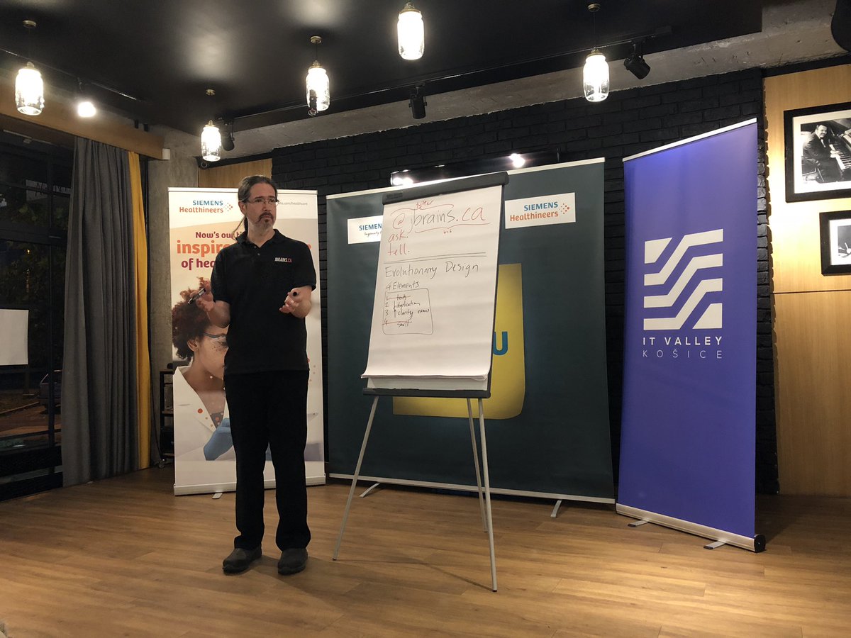 duffleit's tweet image. great talk by @jbrains why programming is the easy part, and how you can keep the sresslevel low. I especially liked that „it is all about finding the right abstractions“ and „if I can at least save one of you from depression or burnout I have done a good job tonight“