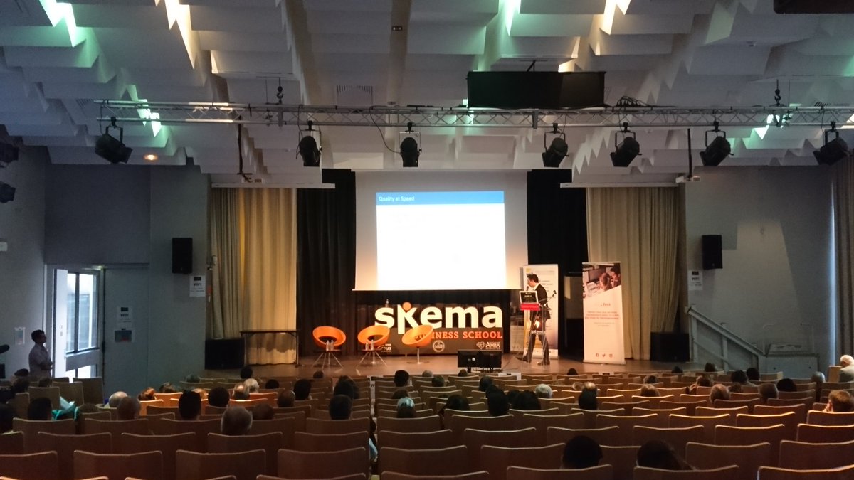 TelecomValley's tweet image. Lancement de la Soirée du Test Logiciel Sophia 2018 avec Julien Van Quackebeke @all4test et la 1ère conf &quot;tendances du #testlogiciel