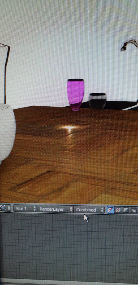 MrGoodart's tweet photo. Something else our AH GC student done today was experiment with the node editor in #Blender. Here are #beforeandafter images of #bumpmapping applied to a countertop. She created a scene and will complete it with walls and #volumetricLighting https://t.co/KnPkGtmZQa