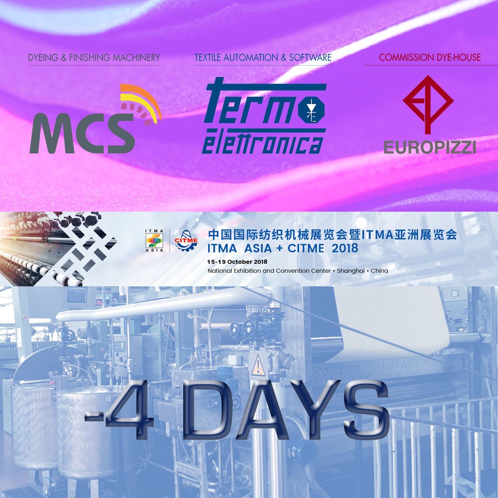 europizzi's tweet photo. ITMA ASIA 2018 
15 - 19 Oct 
Itma Asia + Cime 2018 
Shanghai Stand: Hall 6 - Stand C24 
#MCSGroup #MCStextile #termoelettronica #europizzi #textile #fabric #fabrics #machinery #technology #madeinitlaly #realmadeinitaly #feelthepowerofwater #itmaAsia2018 https://t.co/pFLSMCYfFO