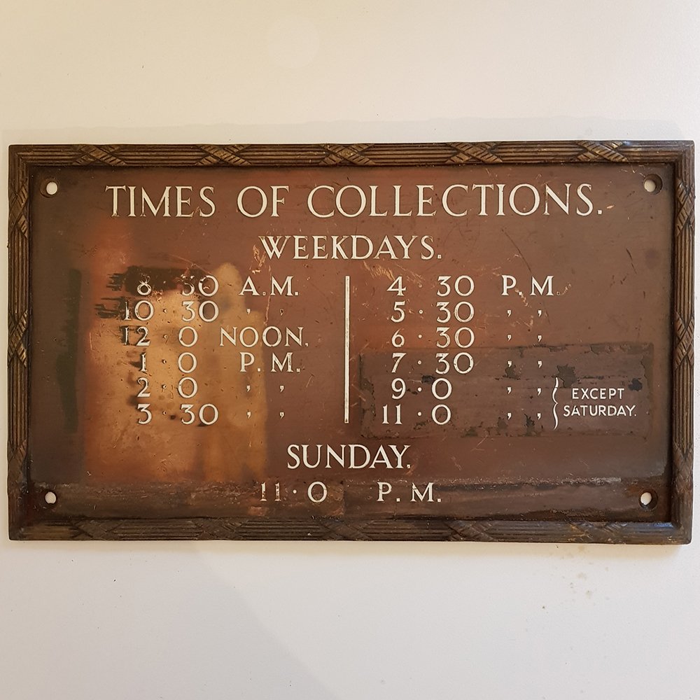 HomeAlchemy's tweet photo. Rare antique copper & enamel post box collection times sign dating from the turn of the 20th Century https://t.co/tUWB7U3MJG #postoffice #collections #postbox #copper #enamel #collectable #antique #antiquesign #interiordesign #quality #mailbox #youvegotmail #postman #original https://t.co/vjOQcdO39D