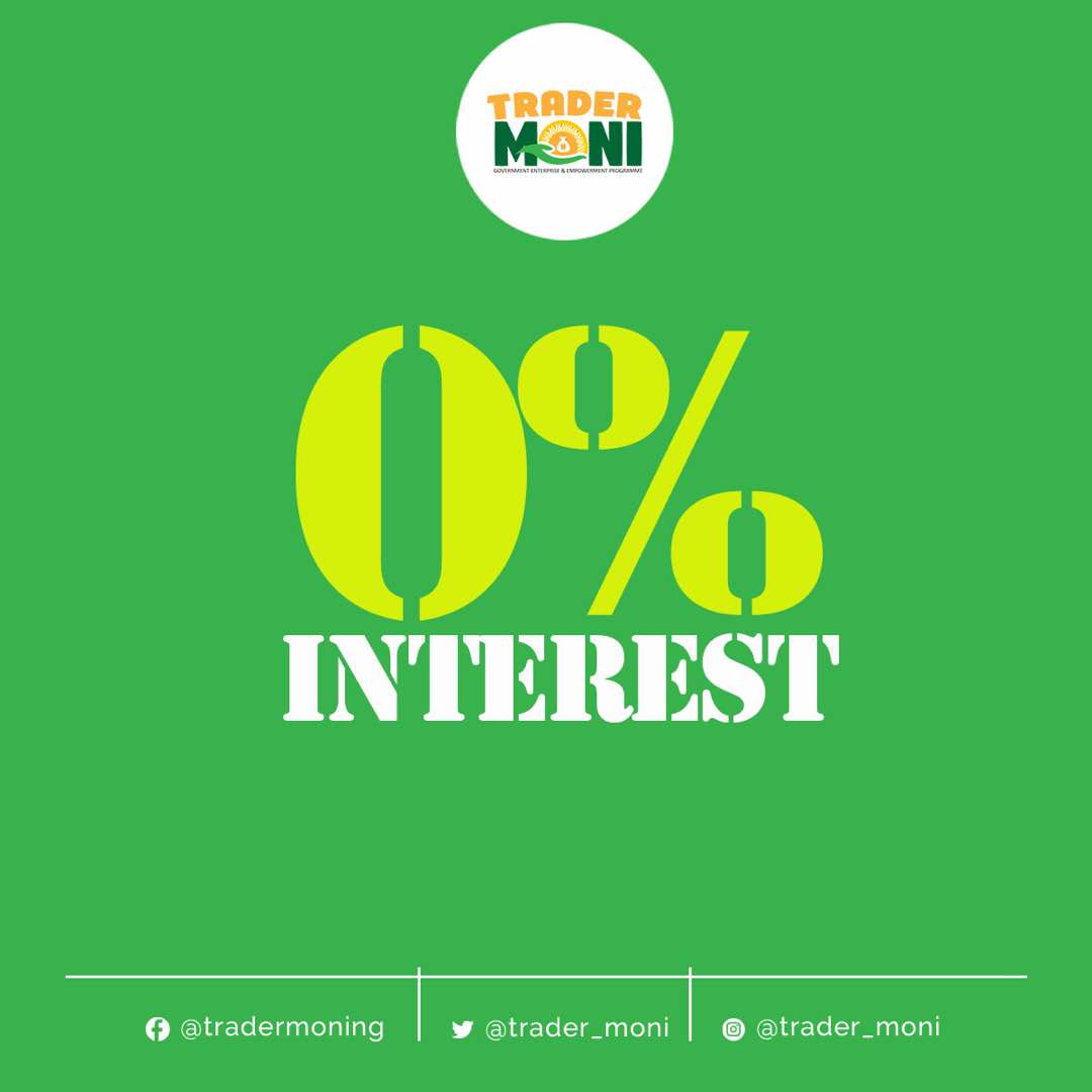 Interest-free loans mean you pay back what you borrow. The only charge is a 2.5% admin charge to support some of the payments to the people registering and capturing you. If you take N10,000, you will pay back only N10,250. #tradermoni #interestfreeloans #fosteringchange