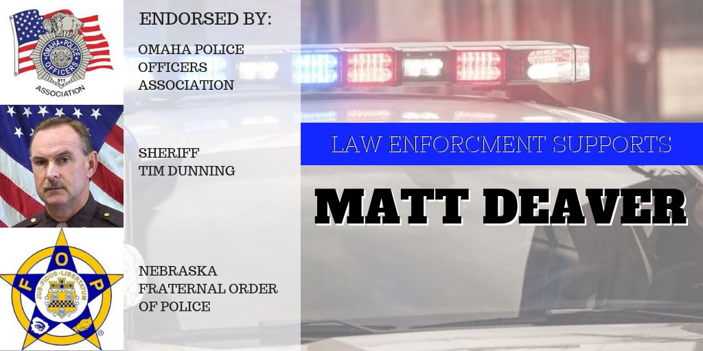 MattDeaverLD10's tweet photo. Public safety is always a priority. When it comes to public safety in District 10, I am proud to have the support of those who work to protect our families! Thank you Sheriff Tim Dunning, Omaha Police Officer Assn, and Nebraska Fraternal Order of Police. #SupportBlue #TeamDeaver https://t.co/IcuuSCzMqE
