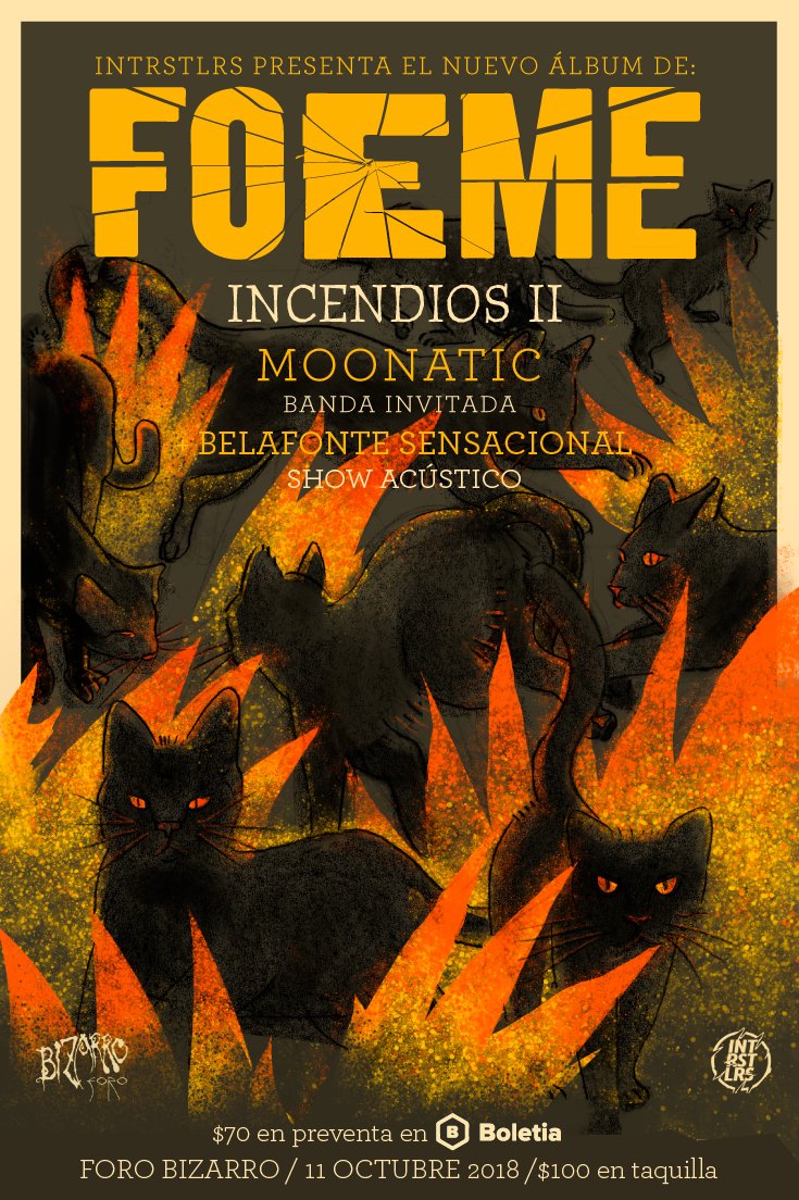 INTRSTLRSMX's tweet photo. ¿A quién vemos al rato por acá?

@Foeme + @wearemoonatic  + @holabelafonte en Foro Bizarro ❤️ https://t.co/t0STfBKhIv