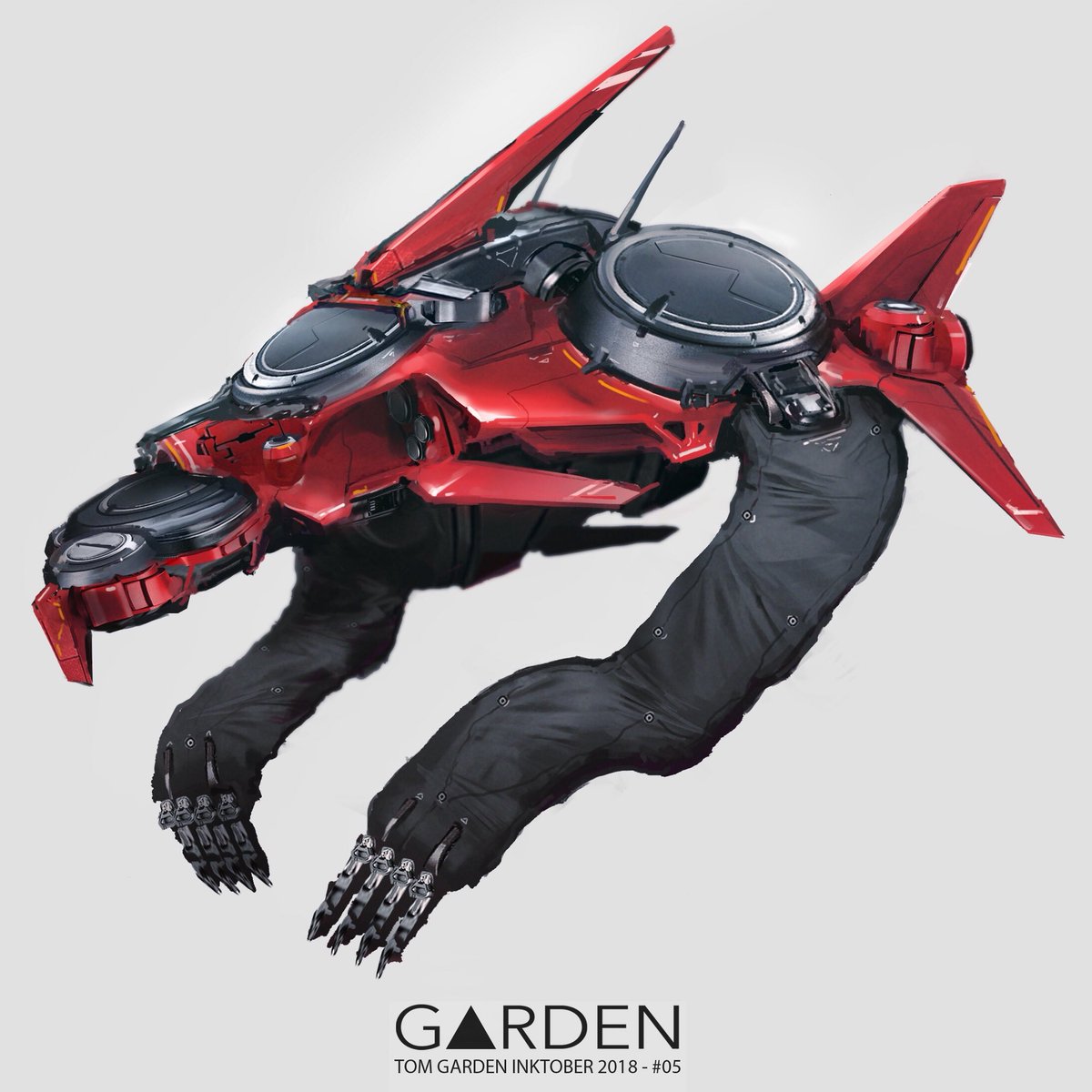Inktober 05 Render - #inktober2018 #tgconceptart #tomgarden #lineart #mecha #robot #art #conceptart #sketching #inktober #ink #illustration #doodle #drawing #bw #anime #artist