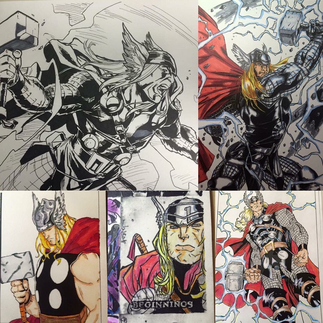 JScullycomics's tweet photo. Here’s some #Thorsday art. My inks and colors over others lineart. #thor #odinson #ChrisHemsworth #marvel #marvelcomics #comicbookart #art #hesafriendfromwork #mjolnir @LetsTalkThor @RevengeOTFans @thorofficial @thor https://t.co/7as1hpwAwT