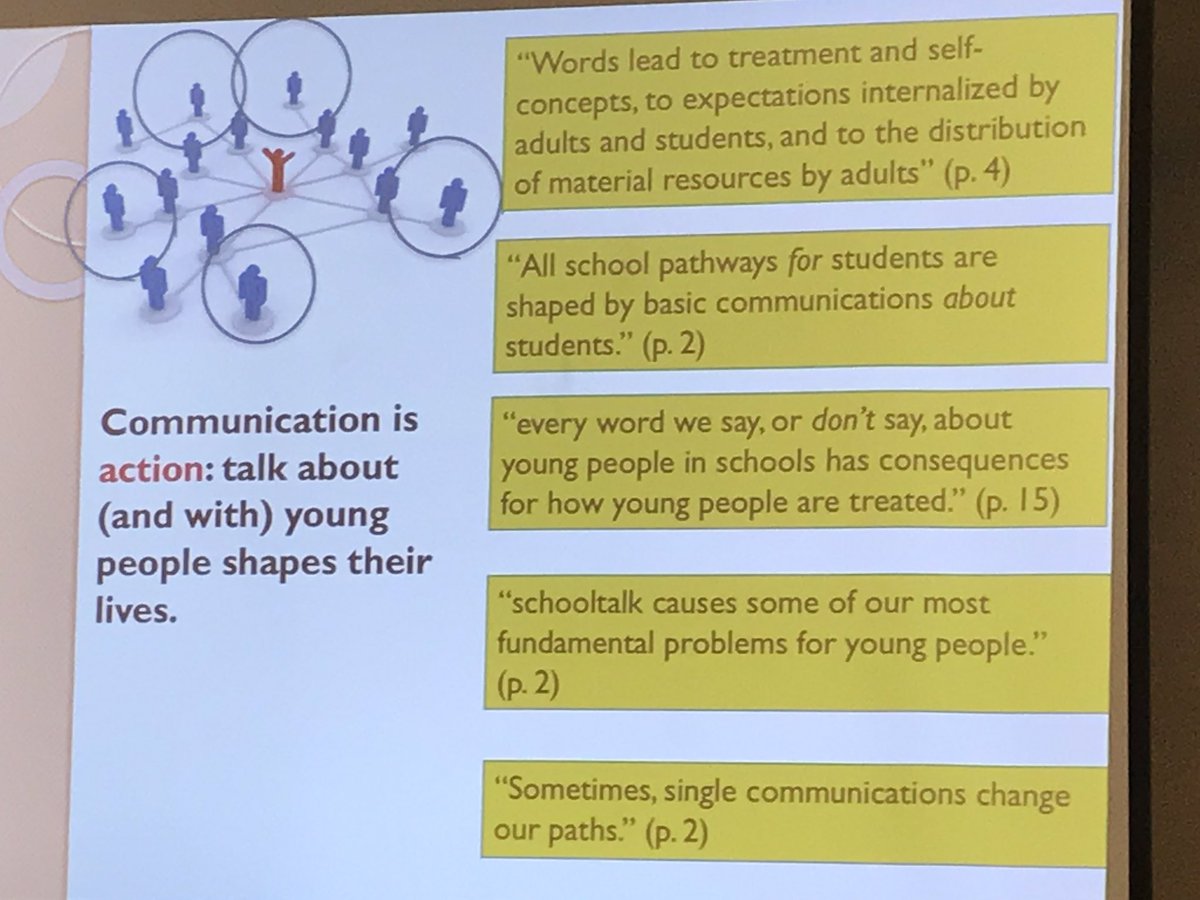 jennycurtin's tweet photo. “The way we talk is action”
- on the importance of talk about &amp; with students. Thanks for powerful session @micapollock #schooltalking #SCLCollab https://t.co/YbSViiq9QA