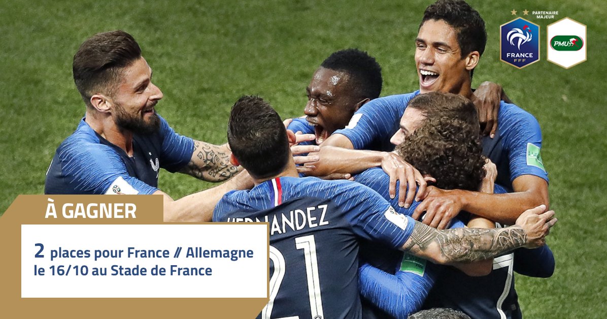 PMU_Sport's tweet image. [#Cadeau] Encore 2 places à gagner pour #FRAALL 🇫🇷
⚽️ Pour participer, RT + répondez à cette question : depuis quelle année le @_PMU est-il partenaire de la @FFF ?
⏰ TAS demain les amis !
#FiersdetreBleus #FRAALL #FRAISL