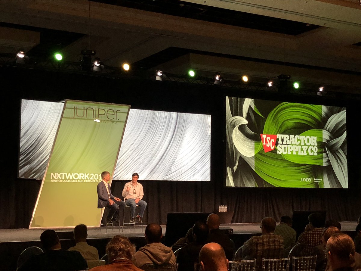 mountainrescuer's tweet photo. Awesome discussion on centre stage at @JuniperNetworks #NXTWORK with Raymond from @TractorSupply and @ramirahim on how they transformed their network with #JNPR https://t.co/SyvMzu32TO