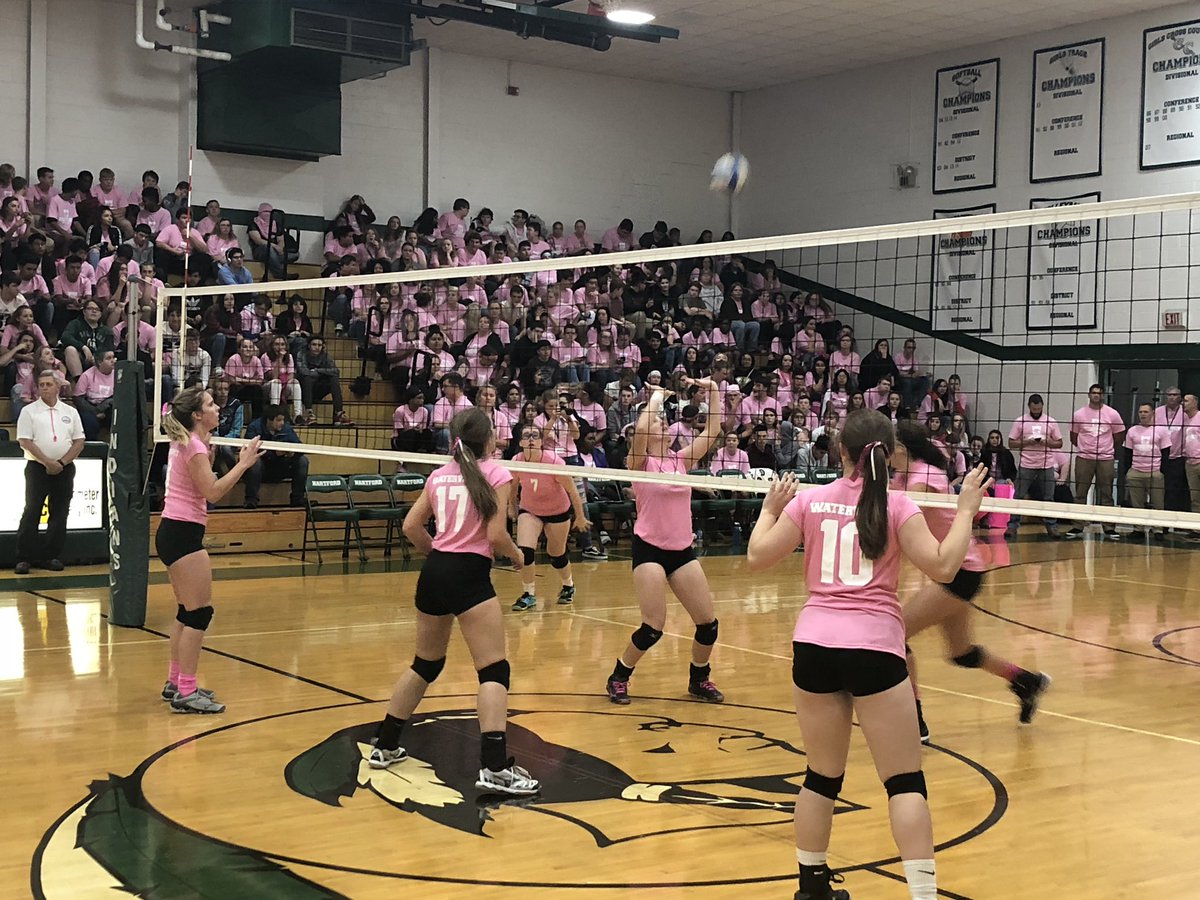 BrantEnglish11's tweet photo. Dig Pink Game #BreastCancerAwareness #WatervlietVolleyball #Together https://t.co/fa0xfytyxN