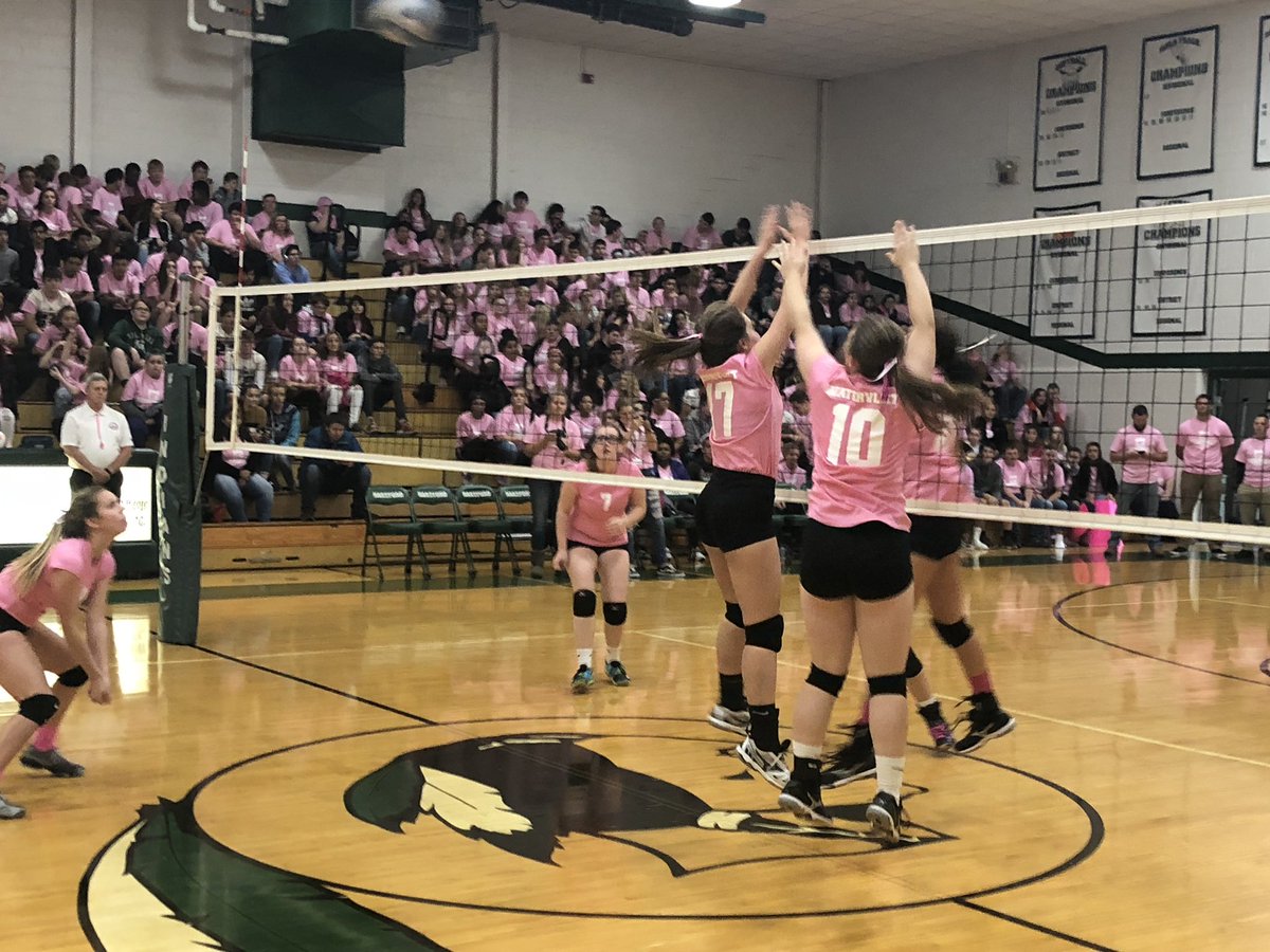 BrantEnglish11's tweet photo. Dig Pink Game #BreastCancerAwareness #WatervlietVolleyball #Together https://t.co/fa0xfytyxN
