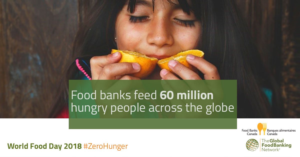 foodbankscanada's tweet photo. This #WorldFoodDay, Food Banks Canada, @foodbanking and food banks worldwide are committed to a world of #ZeroHunger π. Join the conversation next week, October 16. #WFD2018 #FoodBanking #GFNNetwork https://t.co/BeBAh0hvtM