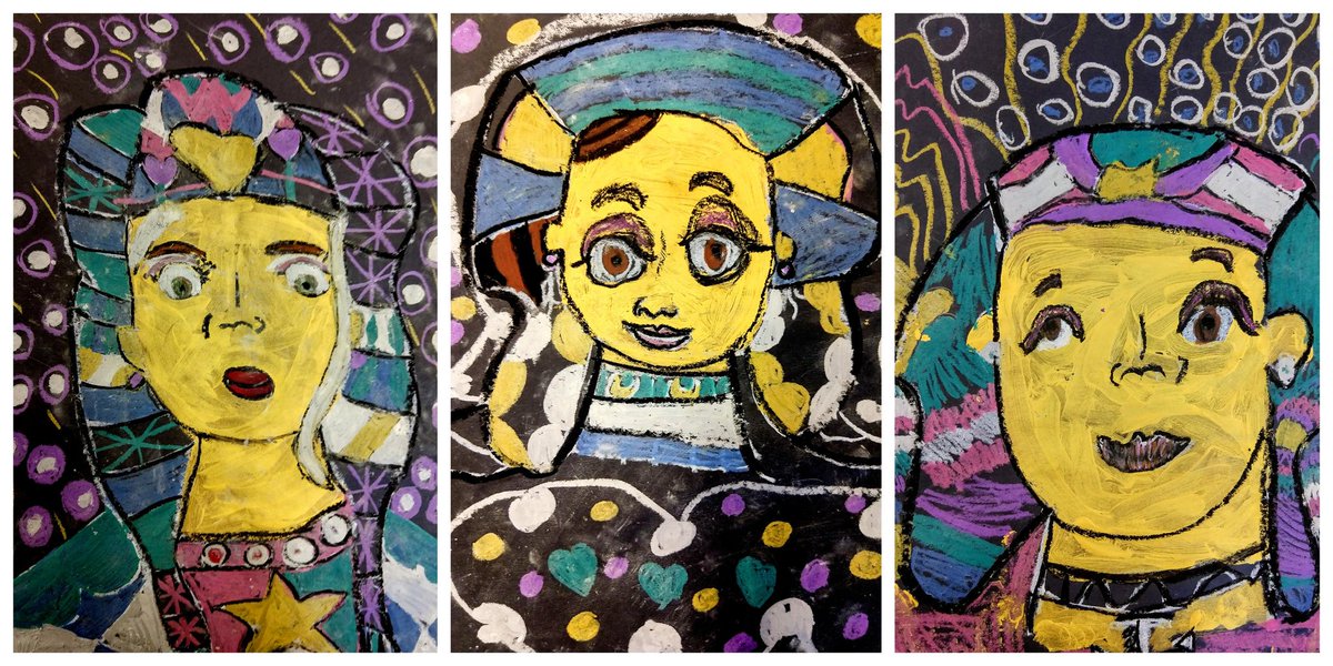 MrsVoigtArt's tweet image. 🎶 Walk like an Egyptian 🎶 #selfportraits #secondgradeart #d64smiles #engaged64