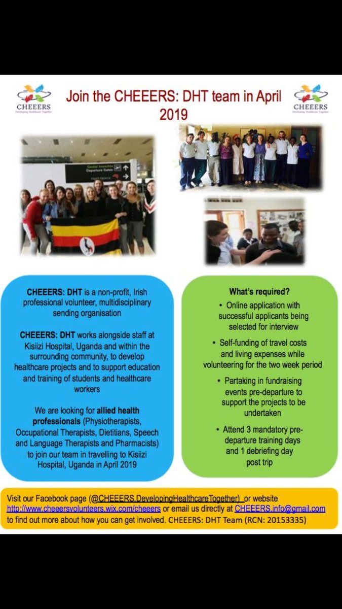 MeganMerrick4's tweet photo. Applications for the 2019 CHEEERS: DHT professional MDT programme extended until MONDAY 15TH OCTOBER

If you are interested in volunteering please get in touch
https://t.co/qZRG1OUWbk

Apply at: https://t.co/FgrYEwjQI3 

Email: cheeers.info@gmail.com if you have any Qs! https://t.co/mhE6vTcBZG