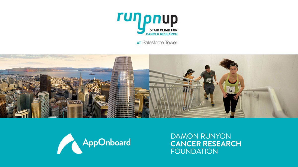 apponboardinc's tweet photo. Our team is excited to #RunyonUp the stairs of the #SalesforceTower on Sunday, 10/21. REGISTER today and come join Team AOB for a good cause! @DamonRunyon #CancerResearch https://t.co/zTkSjGgxgS https://t.co/TLHAI0il6O