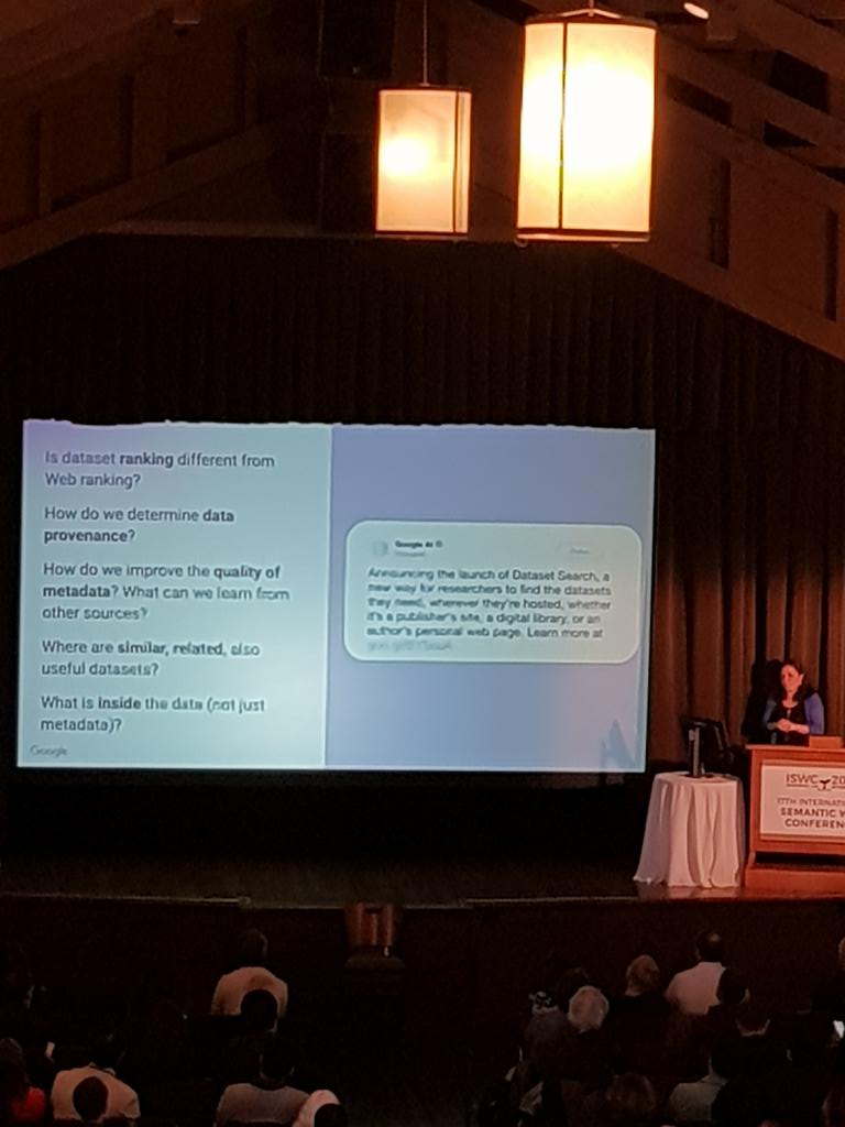 AnisaRula's tweet photo. A great talk from @natashanoy. I'm "happy" to see that there are still a lot of open research problems on #quality and #qualitymetadata #iswc2018 #researchproblems https://t.co/Ad8e8KUyzd