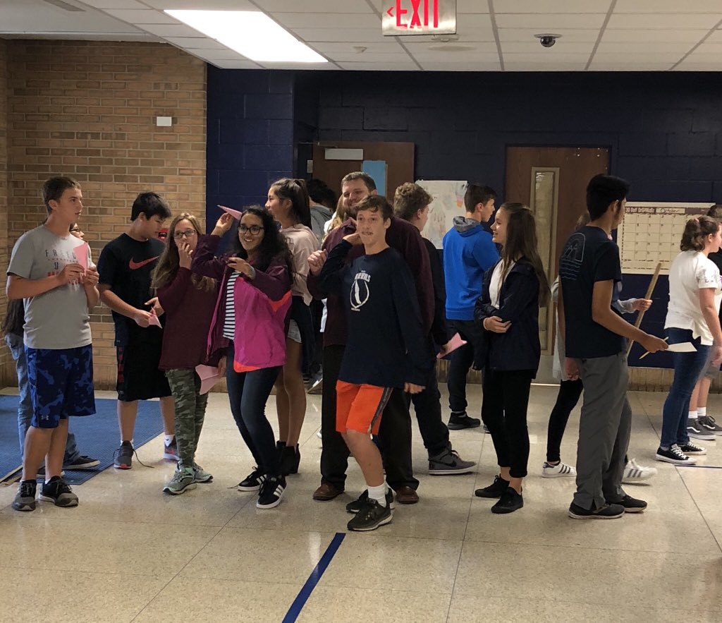 mtanner67's tweet photo. Another awesome day in 8th grade science 6th hour @rosnerhackett @LdalmG designing a paper airplane lab! https://t.co/ZywMTd9W4g