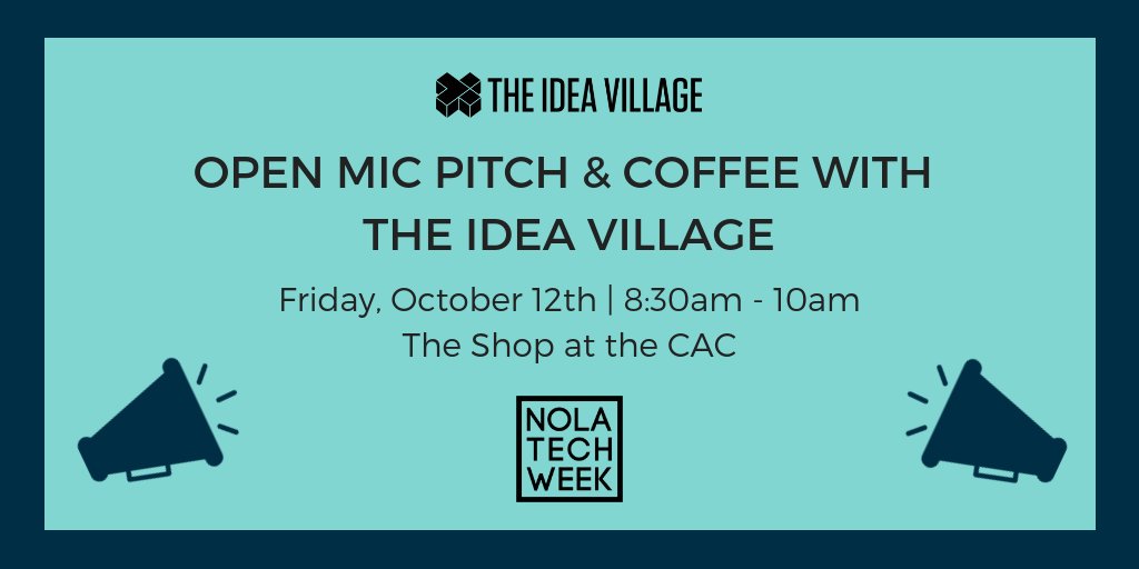 TheIdeaVillage's tweet image. Start off the final day of #NOLAtechweek with coffee while giving us your best pitch! Register here: sched.co/HYDZ 
#NOLAtech #Startups