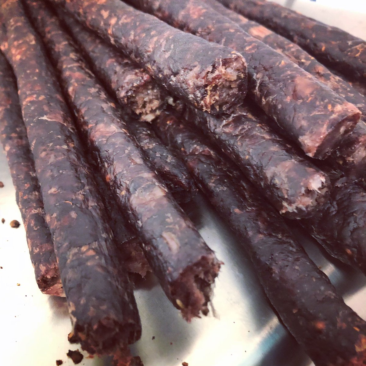 #Wagyu #drywors fresh out of the dryer. Love the flavours and texture of this incredible product. Not the easiest to make as you don’t want to lose the fat, but it’s so worth it #wagyubiltong #biltong #selfridges #bestbiltong