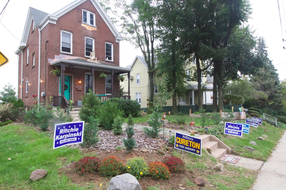 FucciJeff's tweet photo. The signs are up. Showing support for @CarlstadtDems as they ready for a meaningful campaign for change. https://t.co/wEFq0DRkvT