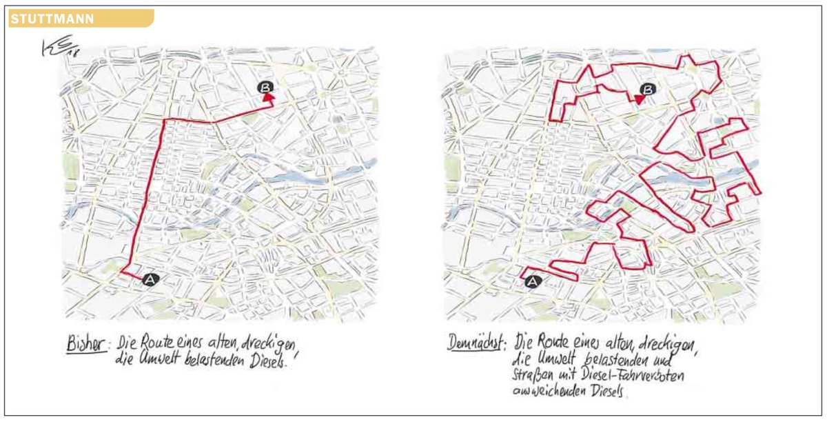 Die neue umweltschonende Verkehrsführung in Berlin nach der Teilsperrung von Straßen für Dieselautos.