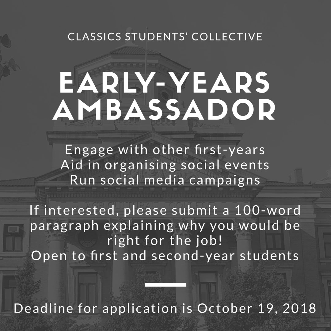 uofm_csc's tweet image. Want to get involved with the CSC? We’re looking for an early-years ambassador! Details in the pic below ⬇️⬇️ #umclassics #umanitoba