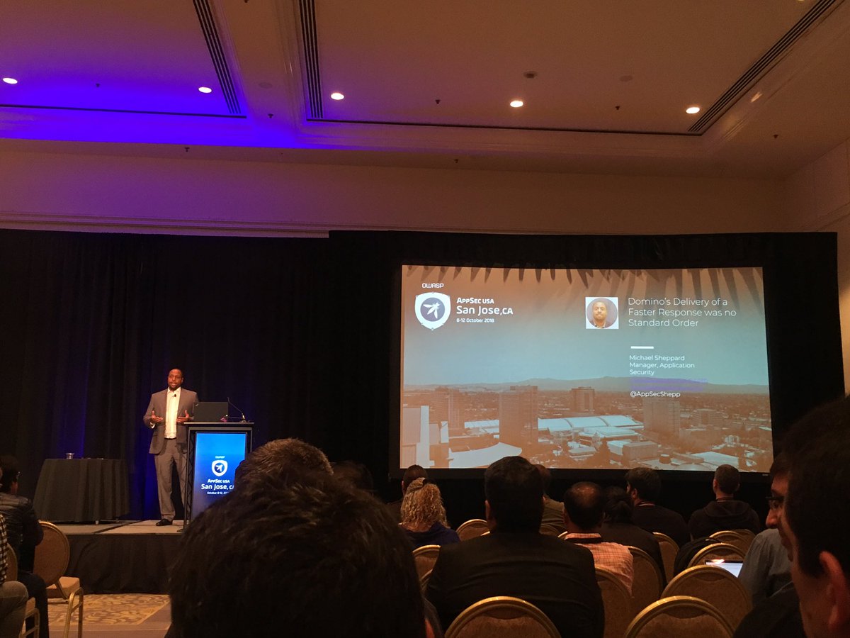 JulieKuhrt's tweet photo. —  @AppSecShepp on creating a security engagement process that is standardized, easy, and fast. Thanks for sharing your AppSec metrics! #AppSecUSA2018 https://t.co/6bVQjqfqe8
