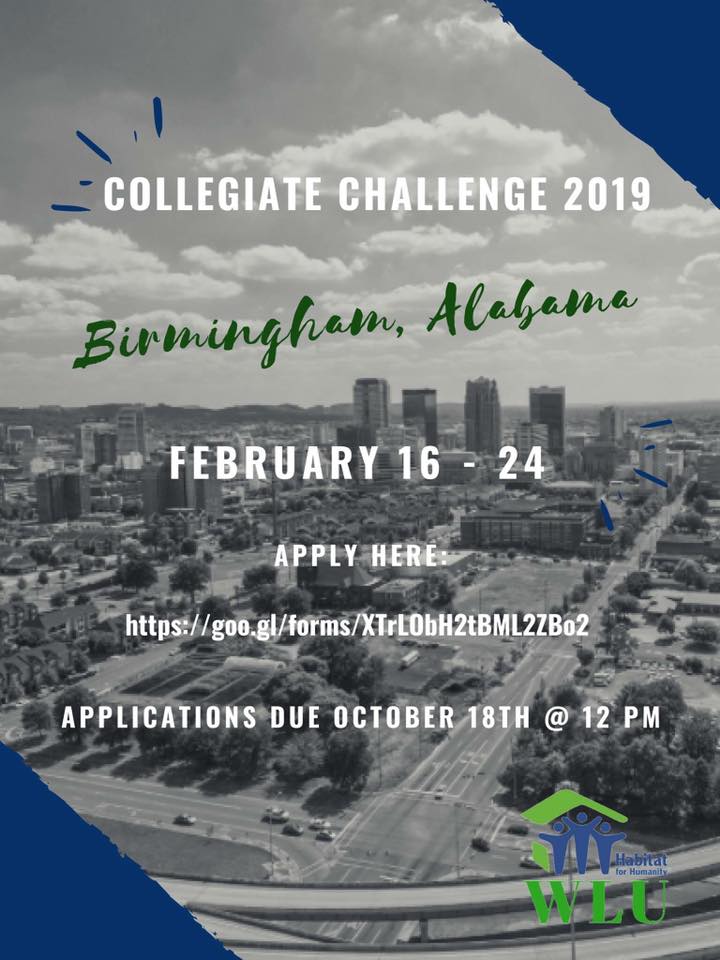 One week left until Collegiate Challenge applications close! Visit the link below to apply: goo.gl/forms/vVGk6QSe…

If you have any questions please email laurier.habitat@gmail.com.

Enjoy the rest of your reading week Golden Hawks!